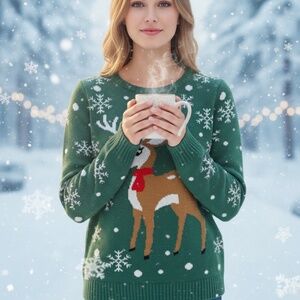 🦌 Festive Ardene Reindeer Christmas Sweater - Size M 🎄